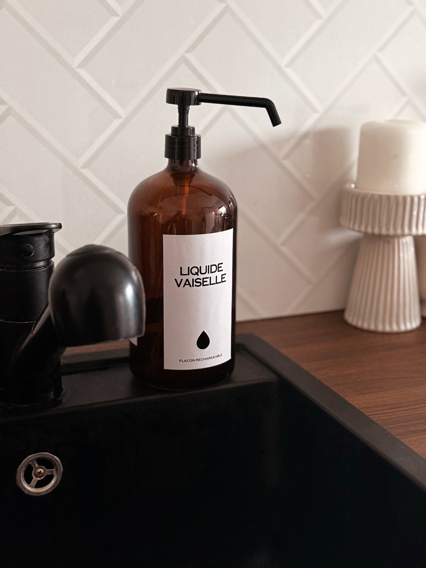 Étiquette noir 7.5x12cm