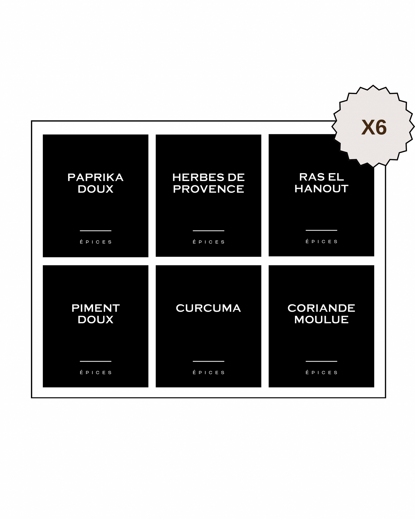 Lot de 6 étiquettes noir personnalisables