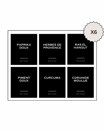 Lot de 6 étiquettes noir personnalisables