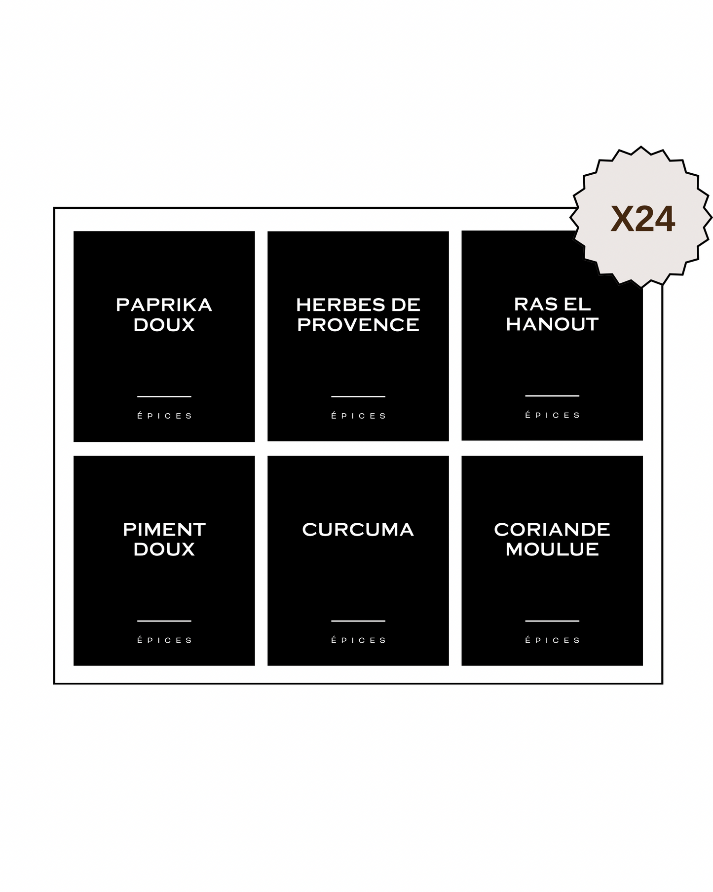 Lot de 24 étiquettes noir personnalisables