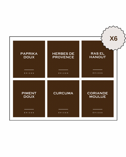 Lot de 6 étiquettes marron personnalisables
