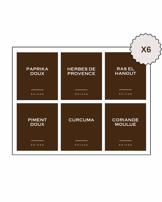 Lot de 6 étiquettes marron personnalisables