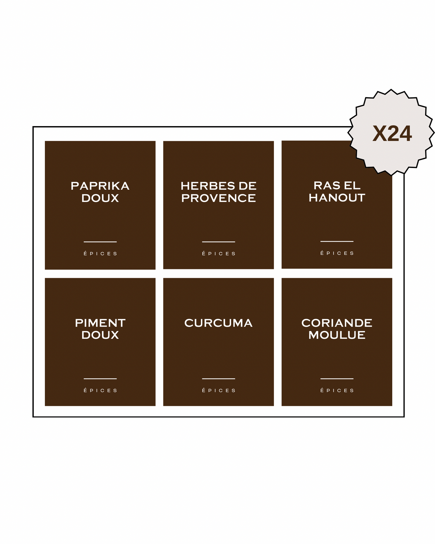 Lot de 24 étiquettes marron personnalisables