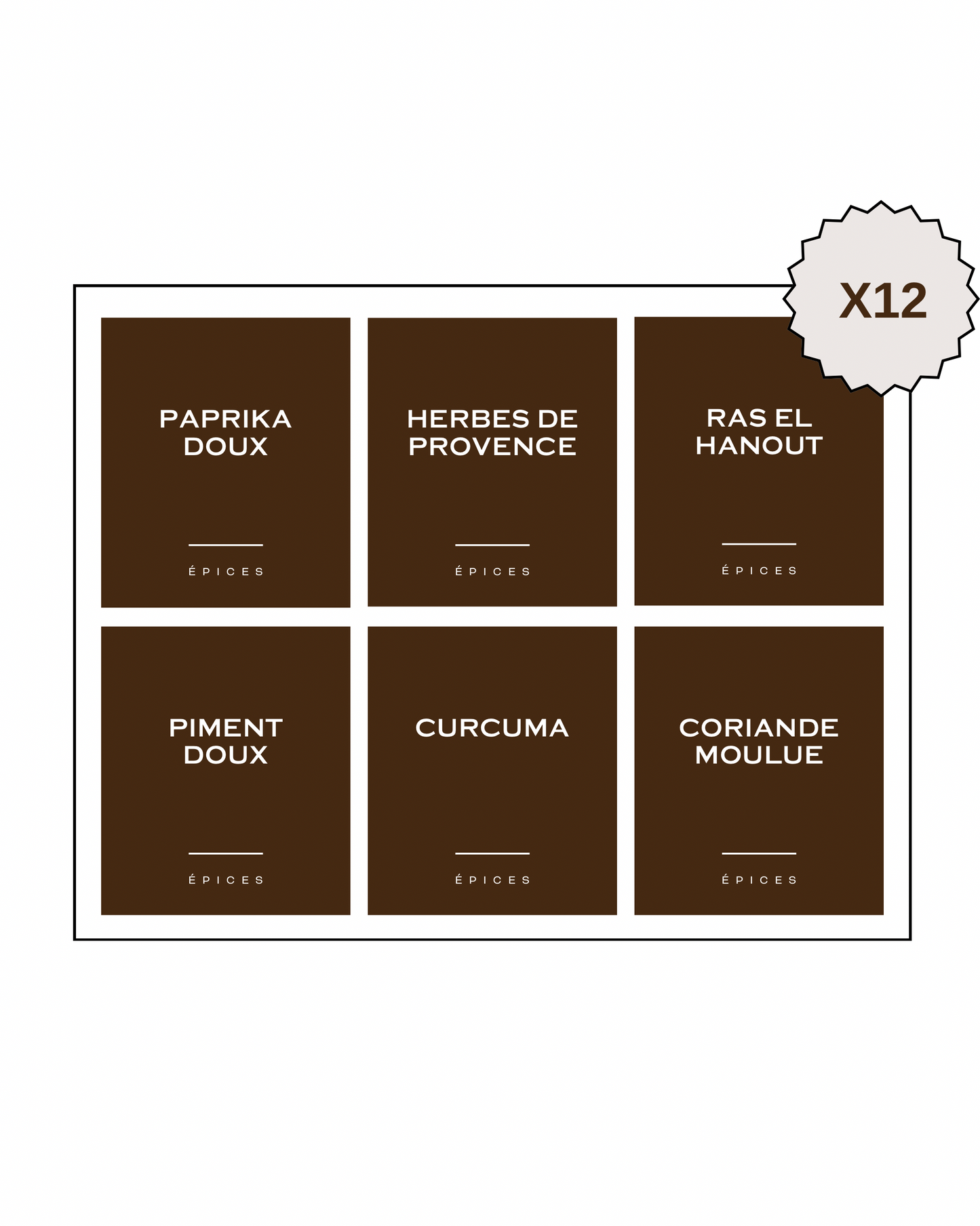 Lot de 12 étiquettes marron personnalisables