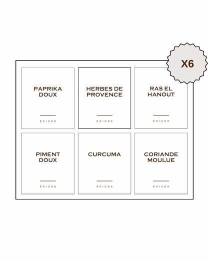 Lot de 6 étiquettes blanches personnalisables