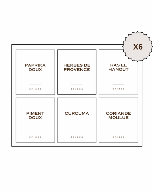 Lot de 6 étiquettes blanches personnalisables