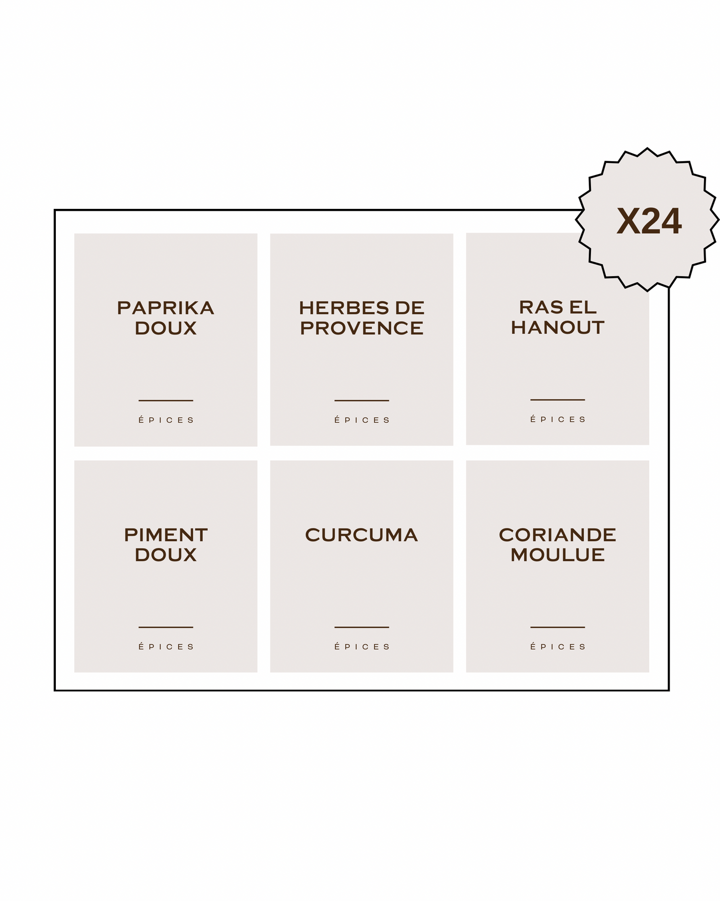 Lot de 24 étiquettes beige personnalisables