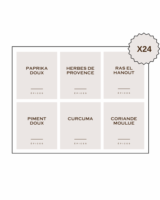 Lot de 24 étiquettes beige personnalisables